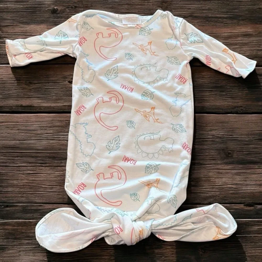 Toby Dinosaur Baby Tie Knot Gown 0/3 Months